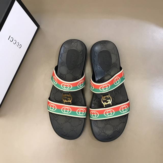Gucc* New Men's Slippers, Premium Quality, Original Woven Strap, Meticulous Craf