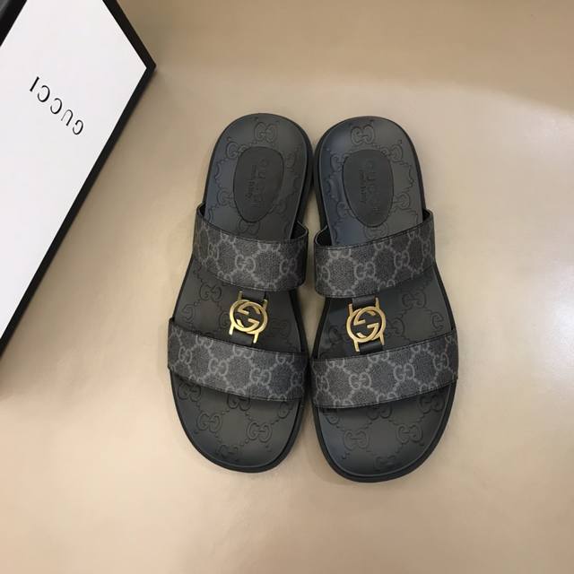 Gucc* High-End Men's Summer Slippers, Upper Made Of Imported Pvc Material With G