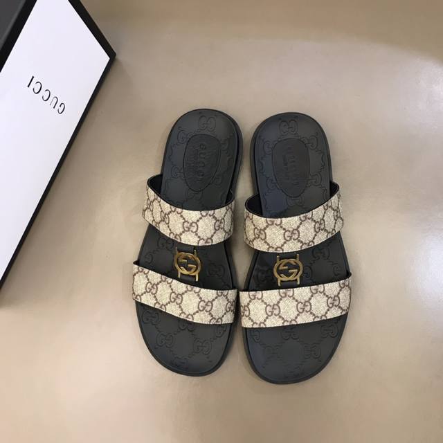 Gucc* New Men's Slippers, High-End Premium Quality, Original Pvc Canvas Material