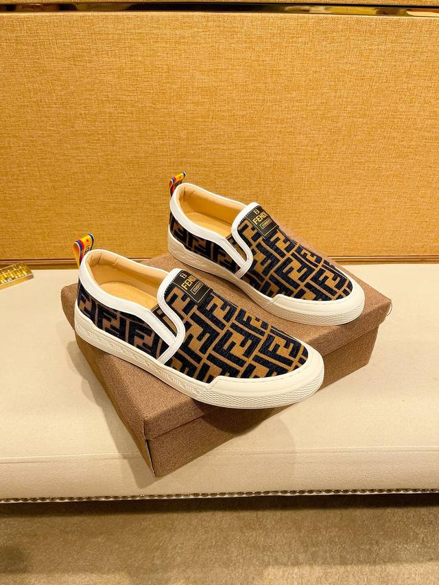 Factory Price Fendl Fendi New Men's Genuine Leather Casual Shoes, Highest Versio