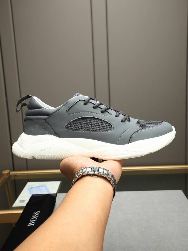 Neueste Boss Herren-Freizeit-Sportschuhe, Obermaterial Aus Rindsleder, Atmungsak