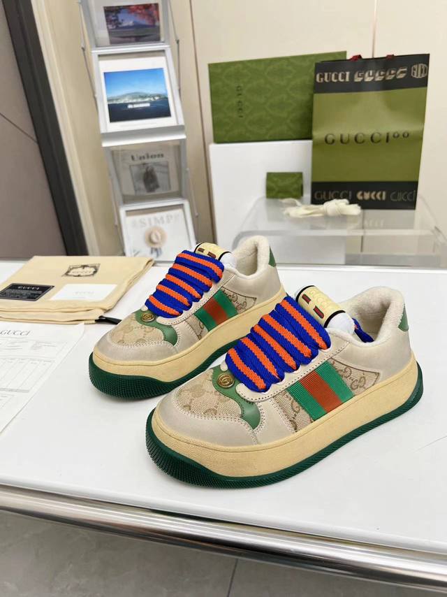 Direktverkauf Damenschuhe Damenmode Gucci Brandneu Screener-Serie Paar Schuhe Pl
