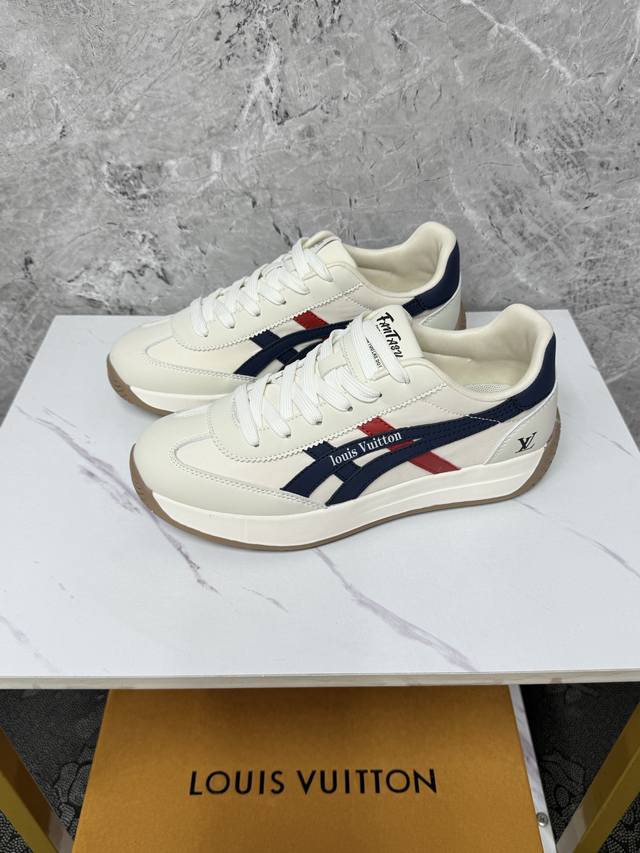 Lv-Louis Vuitton Luxus-Sportschuhe, Importiertes Original-Rindsleder, Netzfutter