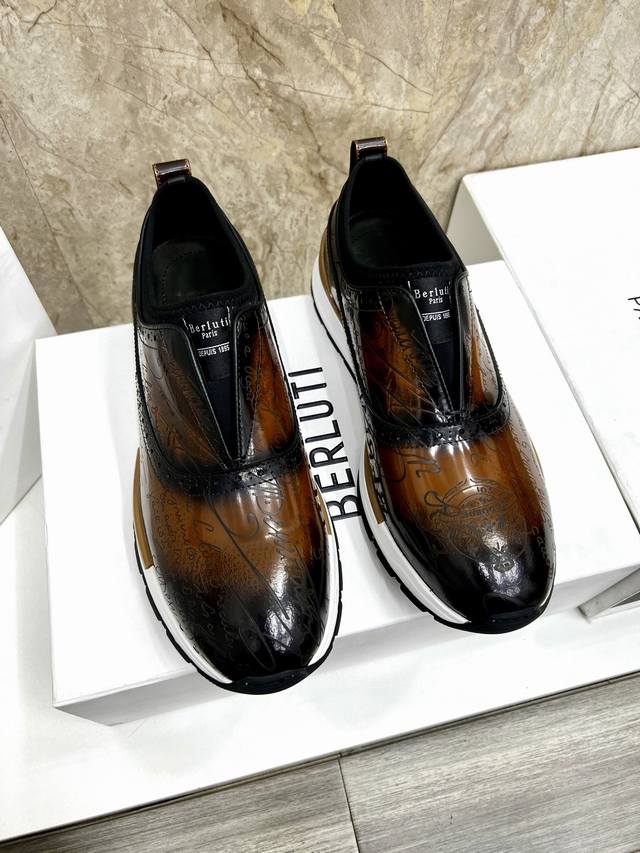 Top-Version Berluti Herren-Sportschuhe Das Obermaterial Besteht Aus Originalem R
