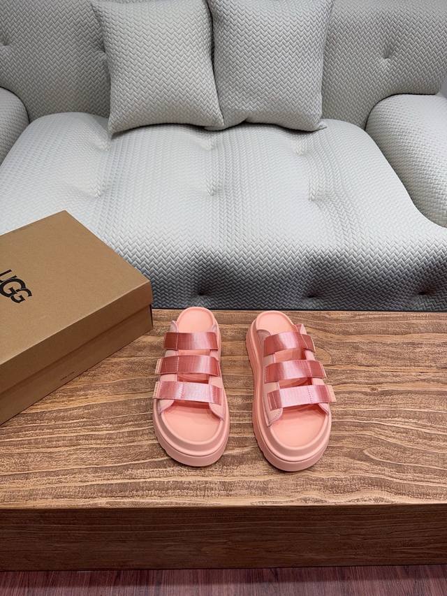 Fabrik Ugg 2025 Sommerneuheit Glitzernde Klettverschluss-Slipper Dicke Sohle, Le