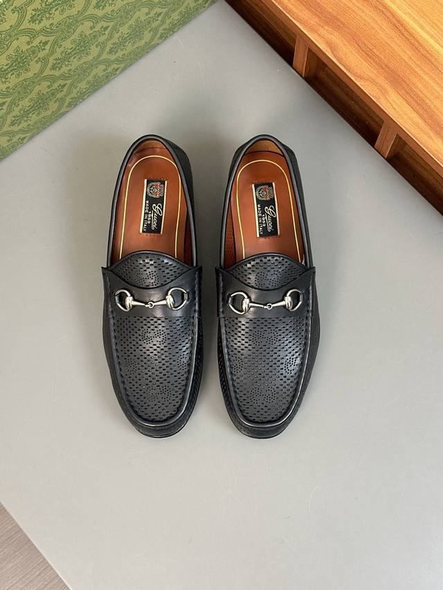 Gucci Original Gucci Herren-Lederhalbschuhe F R Formelle Anl Sse, Mit Lederlaufs