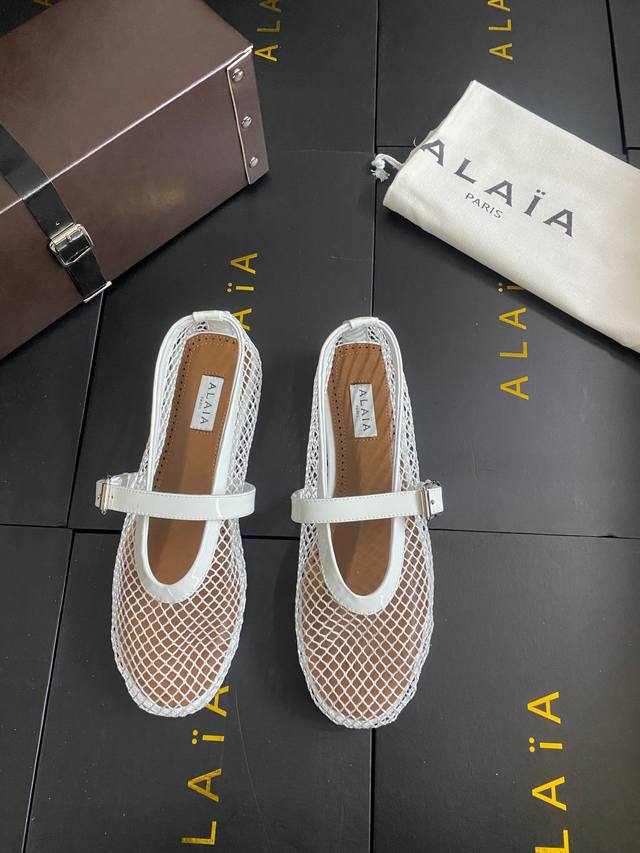 Netzstoffmodell!!! Wei E Alaia Laufsteg-Ballerinas Mit Flachem Absatz! S -Cooler