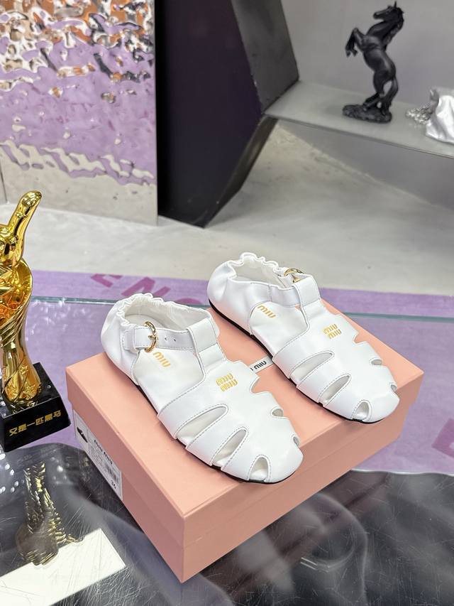 Fabrikpreis: Miumiu Miu Miu 2025 Fr Hjahr/Sommer-Sandalen Mit Riemchen Und Ferse