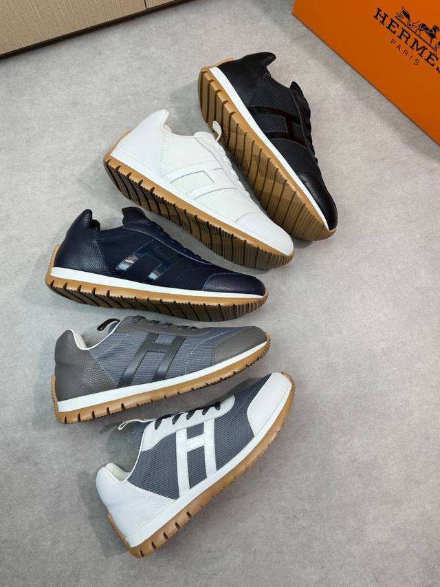 Hermes Hochwertige Original-Freizeitsneaker Obermaterial: Kalbsleder Mit Lychee-