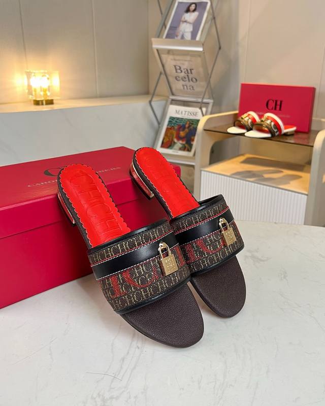 35-43 Gr E Carolina.Herrera Carolina Flache Pantoletten, Super Bequem Und Nicht