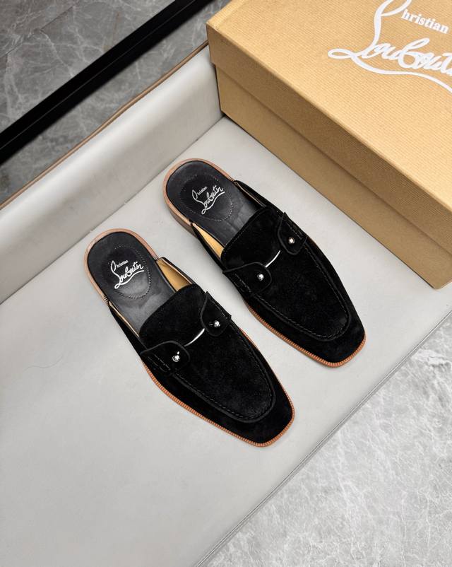 Christian Louboutin Cl Hochwertige Sommer-Herren-Slipper Aus Echtem Leder, Impor