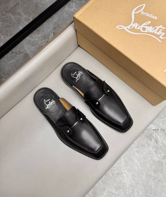 Yuan Christian Louboutin Cl Hochwertige Herren-Slipper Aus Echtem Leder, Importi
