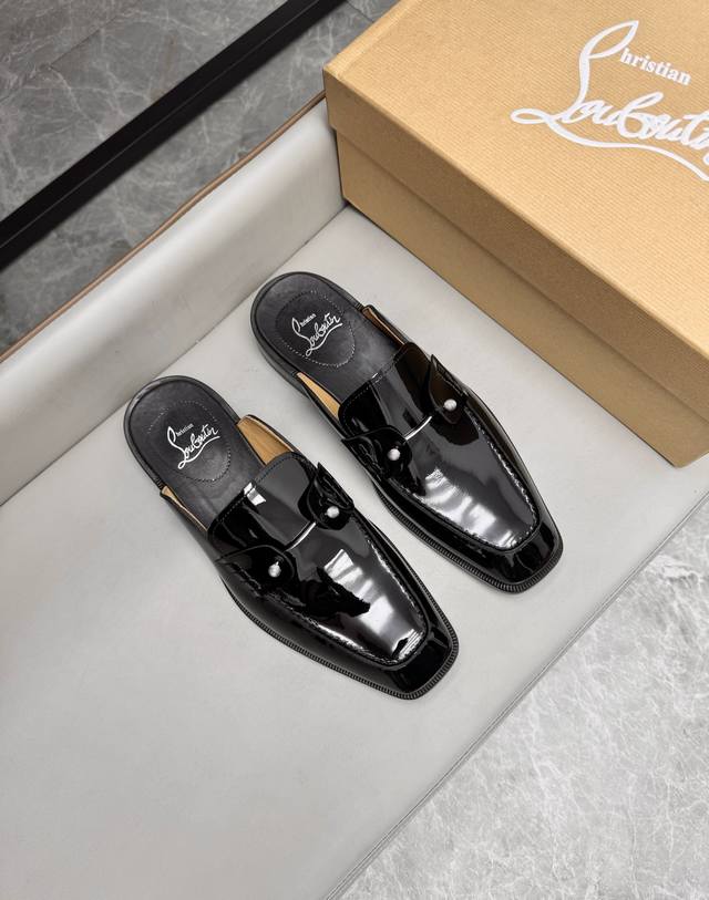 Yuan Christian Louboutin Cl Hochwertige Herren-Slipper Aus Echtem Leder, Importi