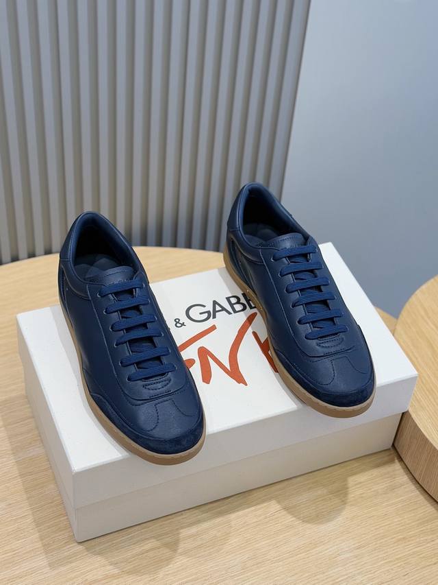 Dolce&G Herren-Sneaker Aus Kalbsleder Portofino Yacht Schuhe, Schlichtes Design,