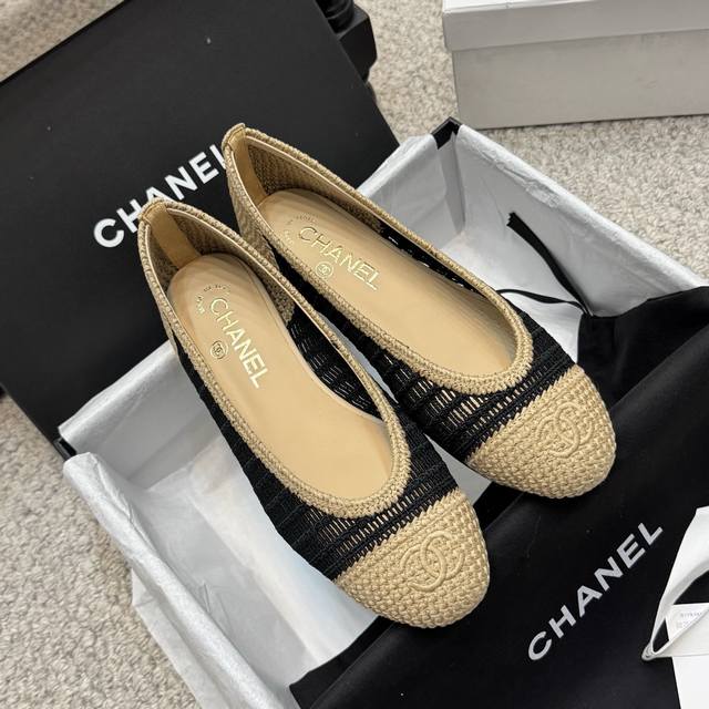 Klassisches Modell Chanel 25P Geflochtene Ballettschuhe Ein Paar Ballettschuhe A