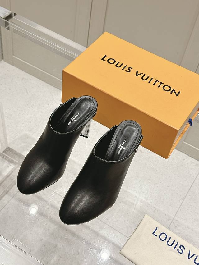 Lv Donkey Home New Product Plum Blossom Crystal Heel Mule High Heel Slippers Ori