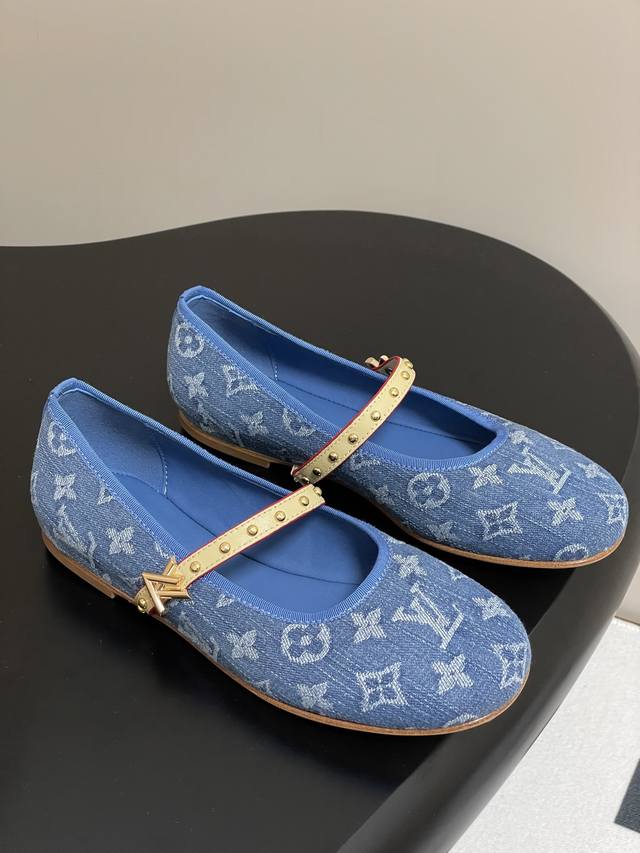 25Ss Fr Hlingsneuheit Louis Vuitton Lv Romy Ballerinas Aus Denim Klassische Mary
