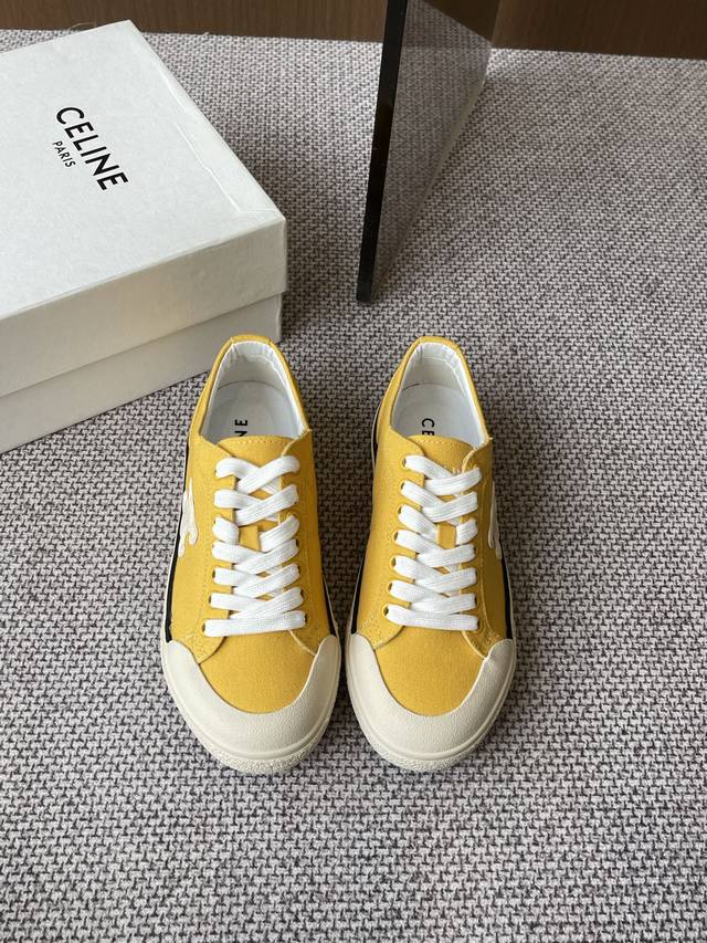 Celine Celine Fr Hjahr/Sommer-Neuheit Canvas-Schuhe Sneakers Celine-Logo Auf Der