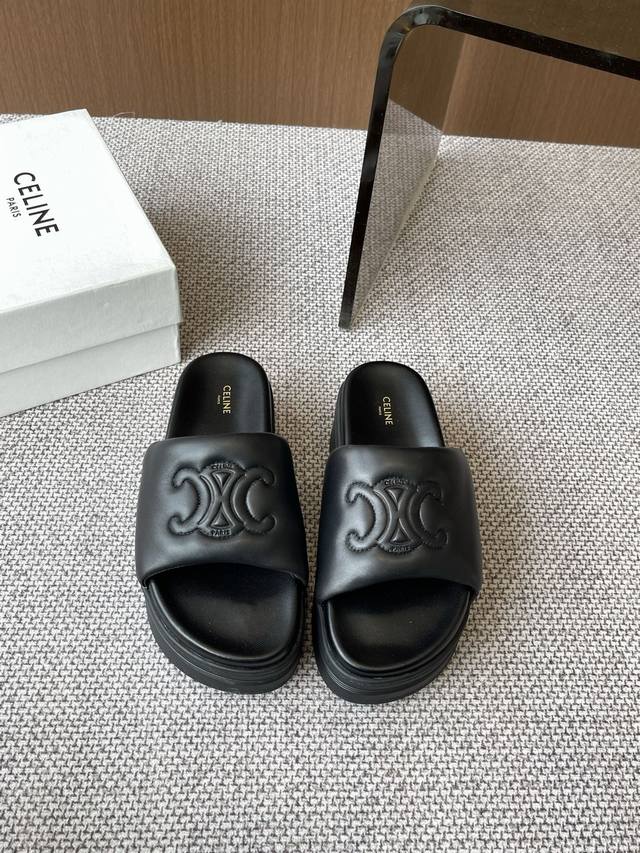 Celine 25Ss Fr Hjahr/Sommer-Neuheit Rom-Sandalen Mit Dicker Sohle Und Triumphbog