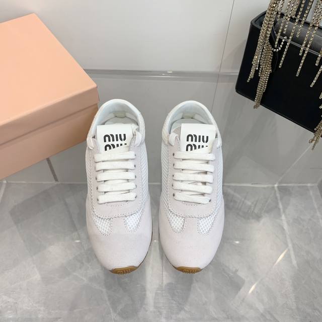 Fabrikpreis P Miumiu Miu Miu 2025 Fr Hjahr/Sommer-Neuheit Schmutzige Wei E Schuh
