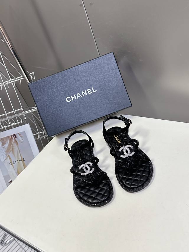Chanel Chanel Fr Hjahr/Sommer-Neuheit: Sandalen Mit Strasssteinen Sehr Beliebt B