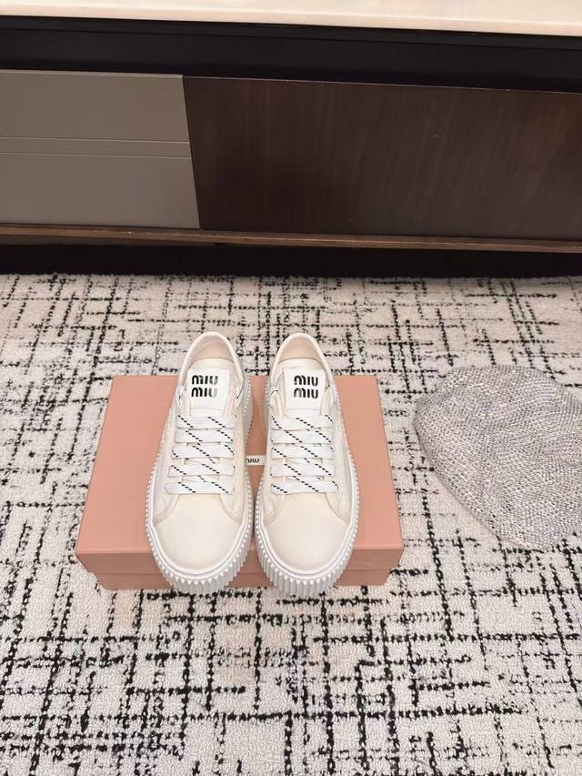 Einkaufsagentur Miumiu 25Ss Fr Hjahr/Sommer-Neuheit, Dicke Sohle, Canvas, Halb-S