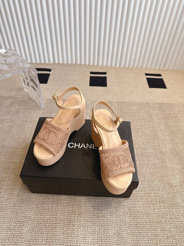 Chanel Little Nail Net Lace Crystal Thick Sandals Little Chanel 25A Spring/Summe