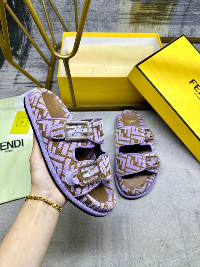 Fendi's Latest Hit Double-Strap Flat Sandals, Featuring An Ff Decorative Buckle,
