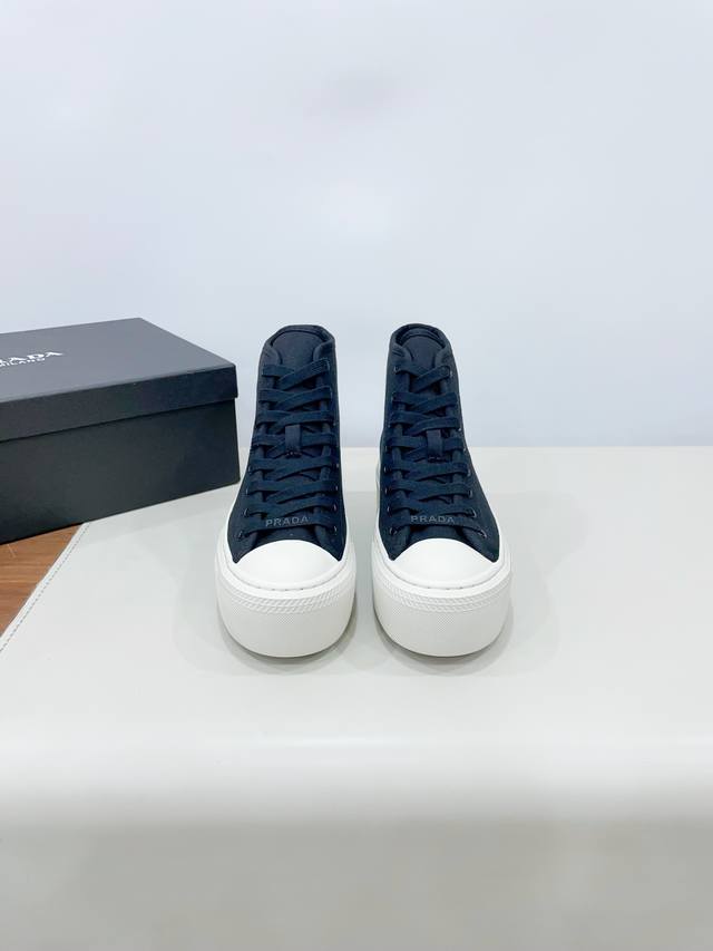 Prada 24Ss Fall/Winter Thick-Soled Sneakers Canvas Shoes : Latest Tech Canvas Wi