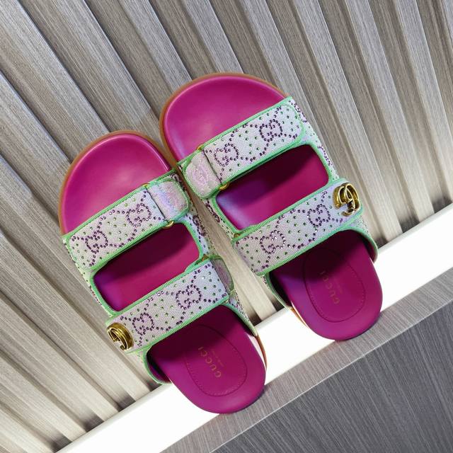 Gucci~~Beach Sandals~~Classic Vintage Print Canvas Sandals Versatile M-Size Skir