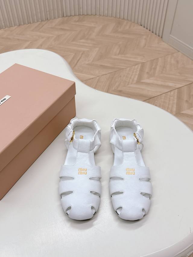 Factory-Direct, Miumiu*Miu Miu 2025 Ss Spring/Summer New Flat Sheepskin Retro-St