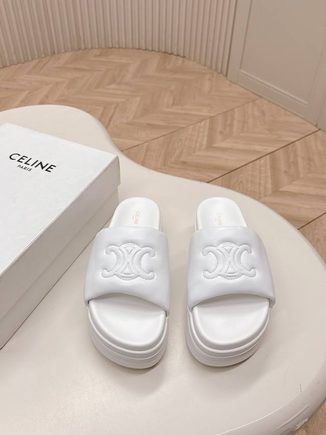 Factory Direct, Celine | 2025 Ss Arc De Triomphe Thick-Soled Slippers Celine's V