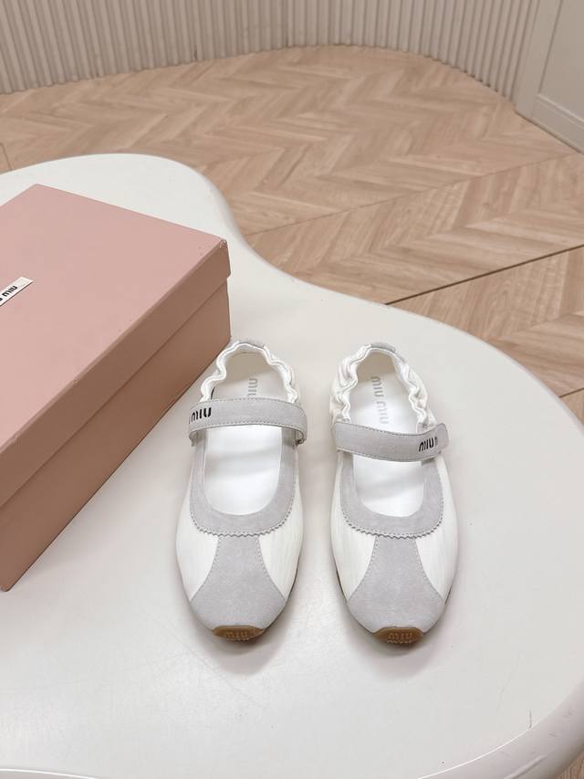 Factory-Direct, Miu Miu New Magic Tape Elastic Ballet Flats Mary Jane Single Sho