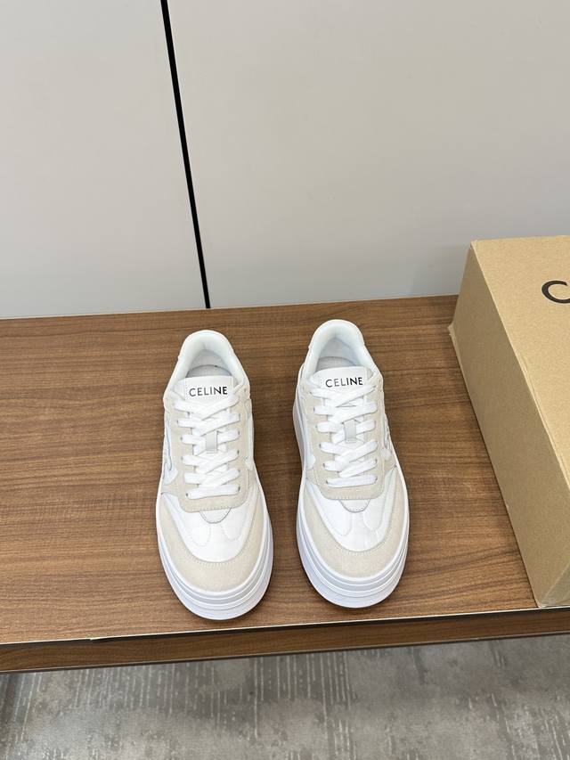 Celine | Celine 25S Latest Arc De Triomphe Thick-Soled White Sneakers, Height-In
