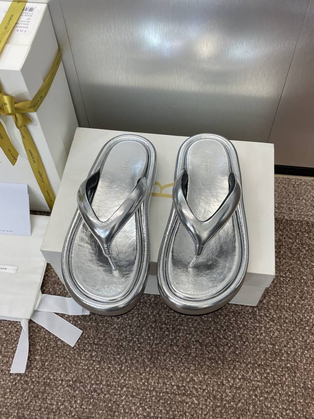 Factory Price:Black And White, Silver The Row 2025 Spring/Summer New Women's Sho