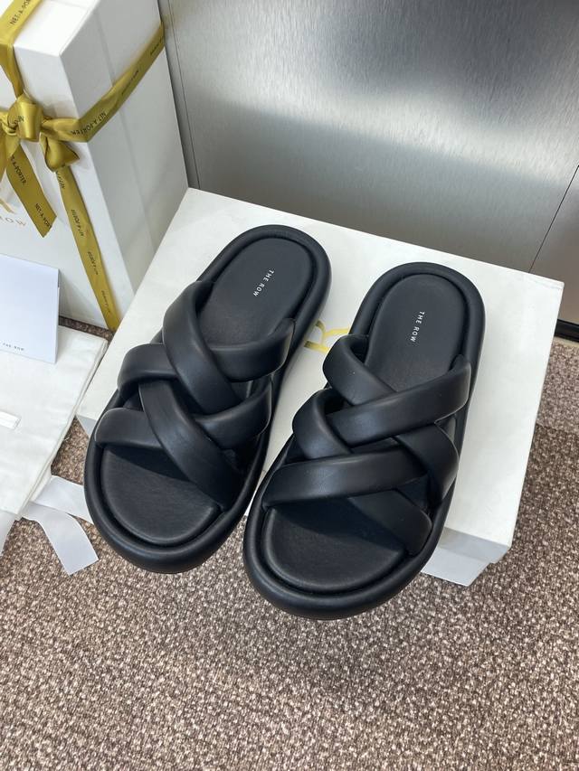 Factory Price The Row 2025 Spring/Summer New Cross-Strap Color-Block Women's Sho