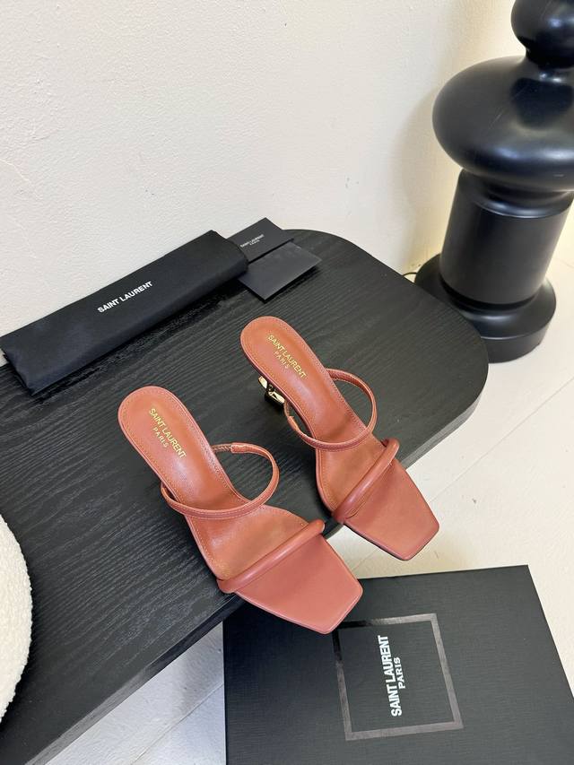 Saint Laurent Saint Laurent Wedge-Heeled Open-Toe Sandals With Metal Chain Strap