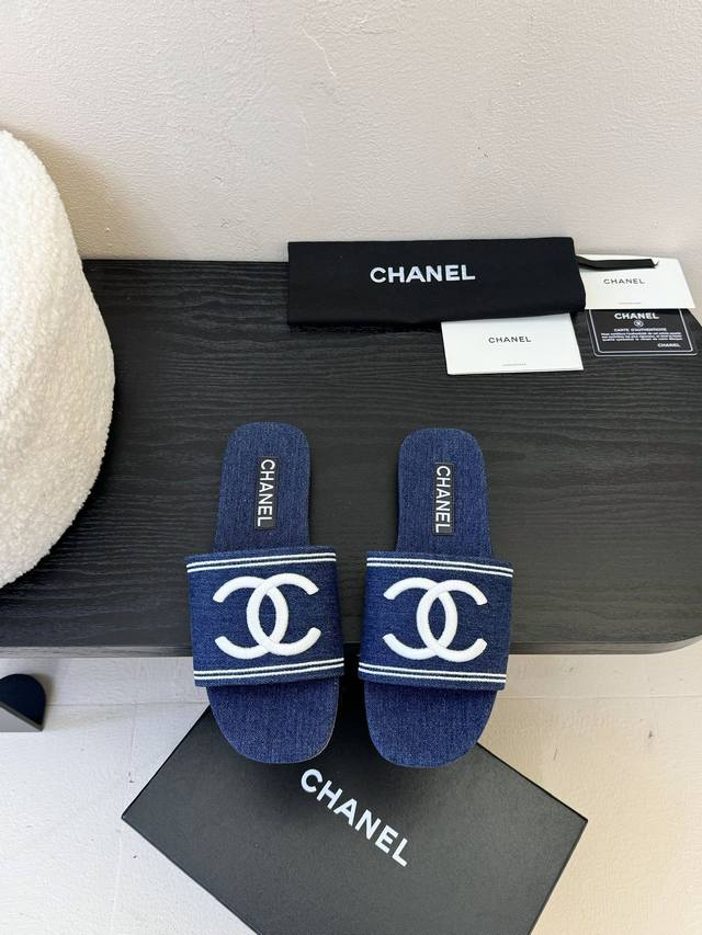 Chanel Mini Chanel 25Ss Spring/Summer New Arrival Denim Slides A Brand-New Desig