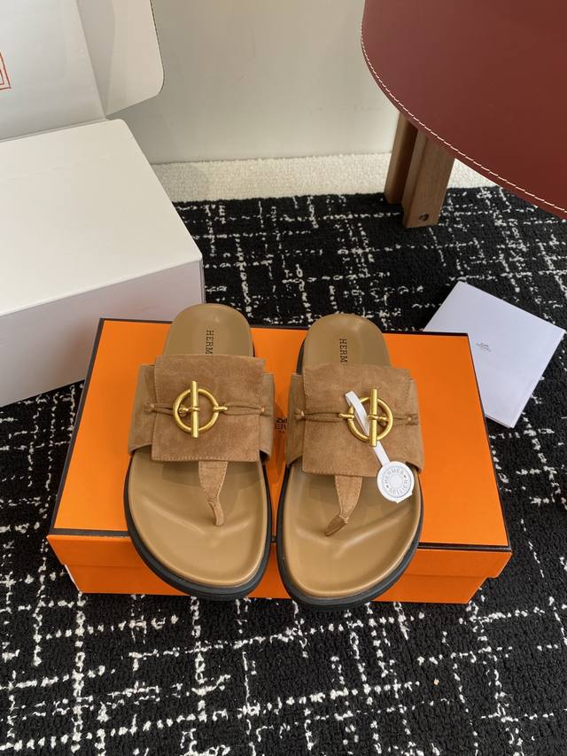 Authentic Official Website Synchronized Packaging Hermes 25Ss Thong Sandals Are