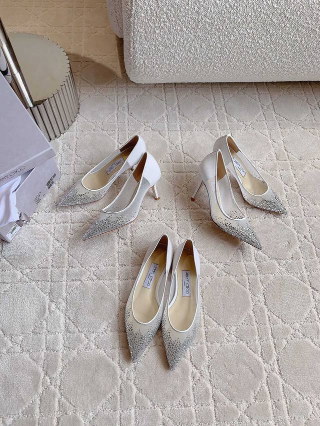Factory Price Jimmy Cho*New Arrival Rhinestone Mesh Fairy Wedding Shoes Rhinesto