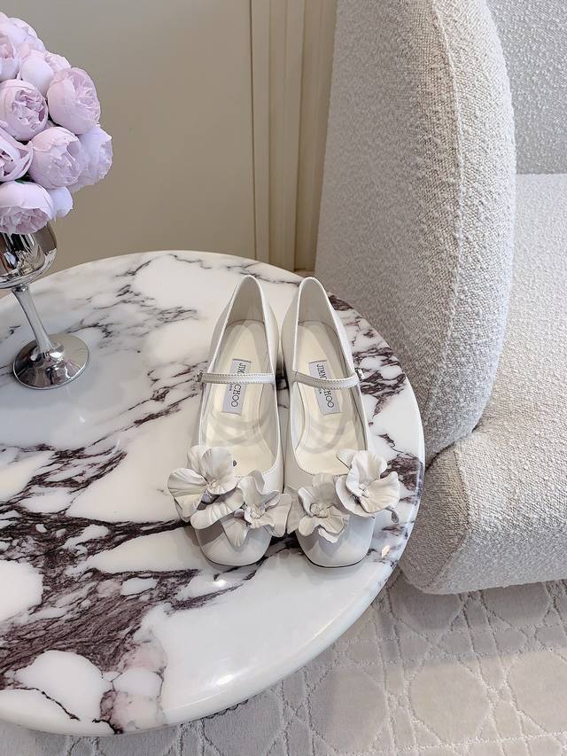 Factory Price Jimmy Cho* New Arrival 3D Flower Mary Jane Shoes Handcrafted Lambs