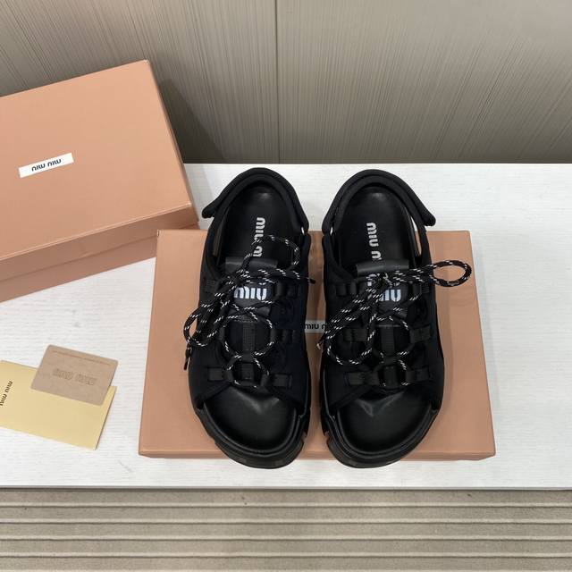 Factory Price Miumi* Miu Miu Autumn/Winter New Arrival Thick-Soled Sandals Miu M