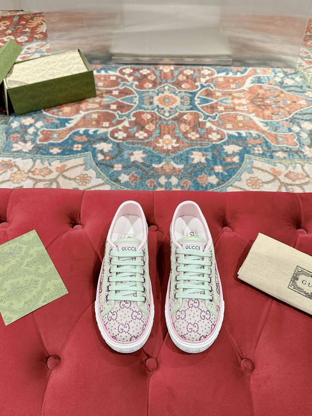Women's Brand New Upgraded Arrival Gucc* Tennis 1977 Classic Series Canvas Shoes