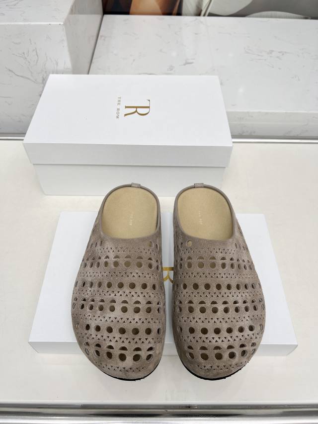 The Row French Retro Soft Round Head Flat Bottom Half Slipper This "Ava" Ballet