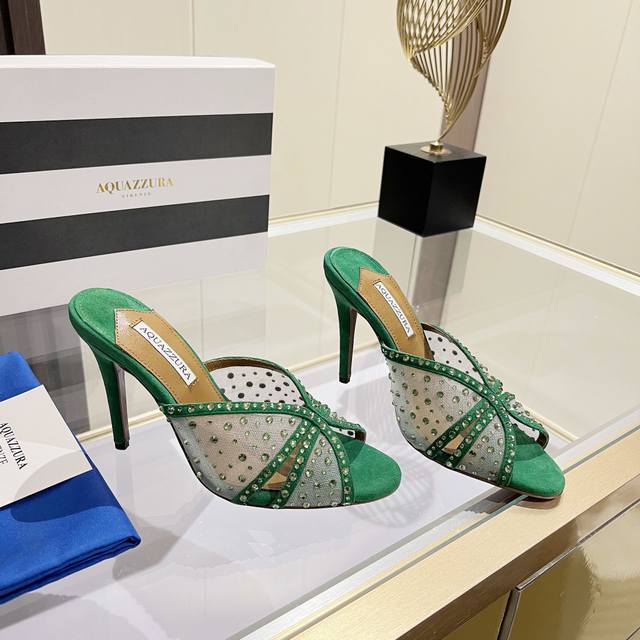 Aquazzura Pineapple Rhinestone High-Heeled Sandals Are Super Elegant When Worn S