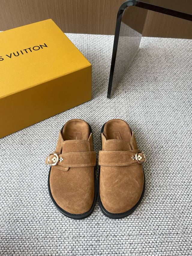 Louis Vuitton Platform Slippers Half-Covered Slippers L's 25Ss New Birkenstock F