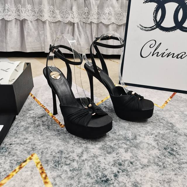 New Ysl Top-Grade High Version 2025 New Super High-Heeled Fish-Mouth Sandals Per