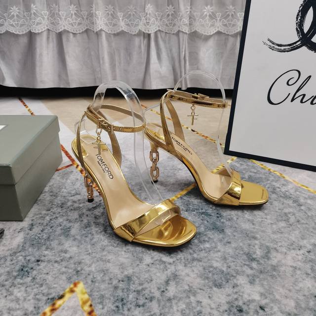 New-Tom Ford Top-Grade High Version 2025 New Chain Heel Buckle Sandals Perfect D