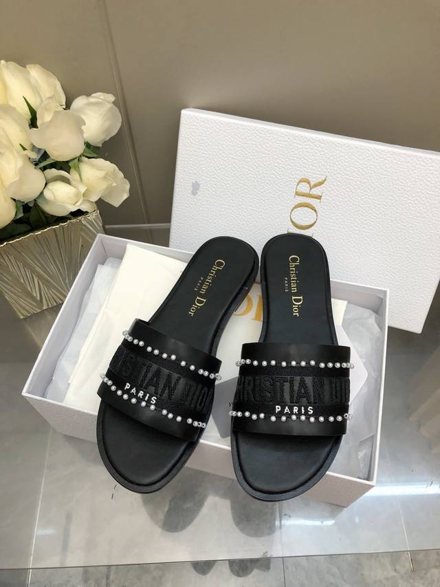 Early Spring New Women's Shoes Cd Letter Logo Flat Color Matching One-Word Beade