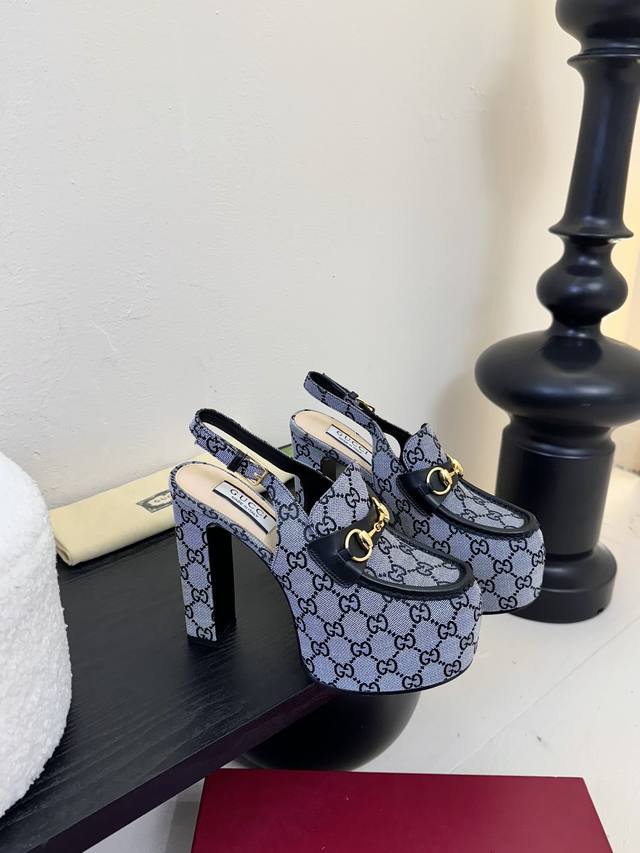 Smooth Surface Stone Pattern Gucc* Classic Spring And Summer Catwalk Horsebit Bu